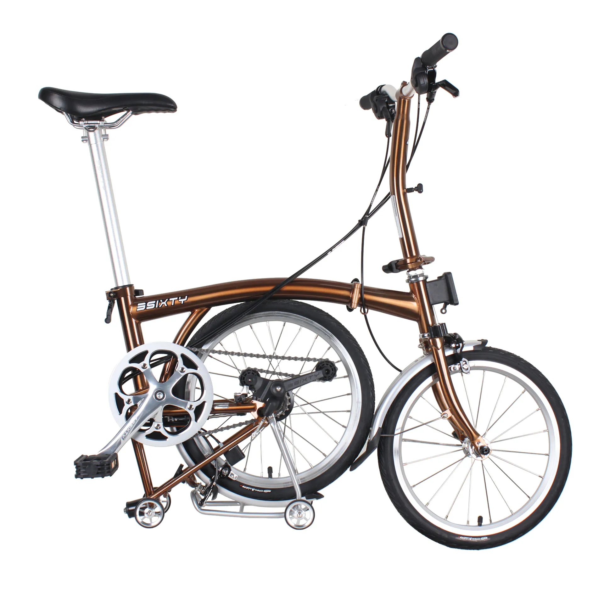 3sixty 16 inch folding bike chameleon blue/electro bronze tri-folding bicycle lightweight 6 speed Men or Women