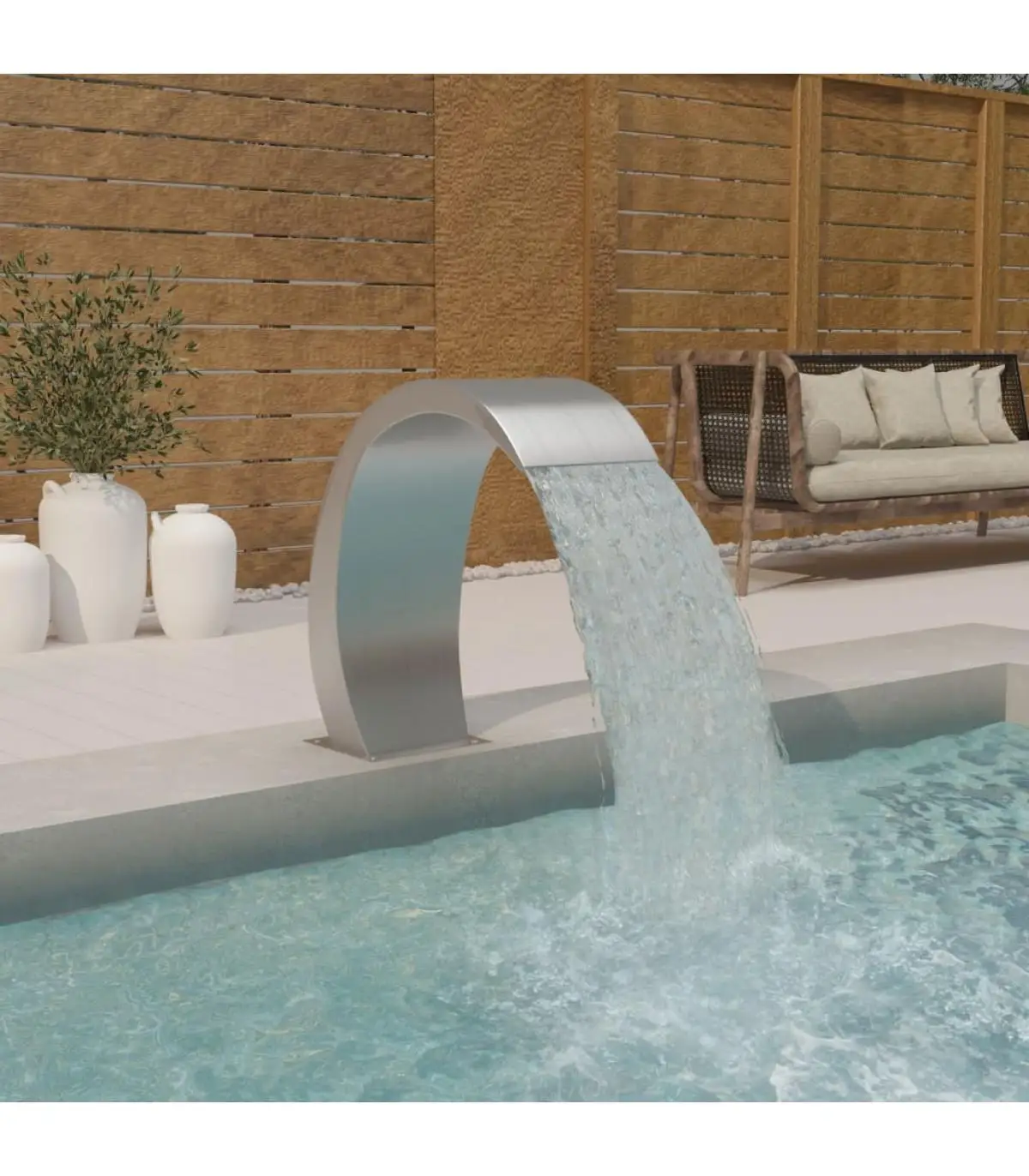 304 22x60x70 cm Stainless Steel LED Pool Fountain and Waterfall