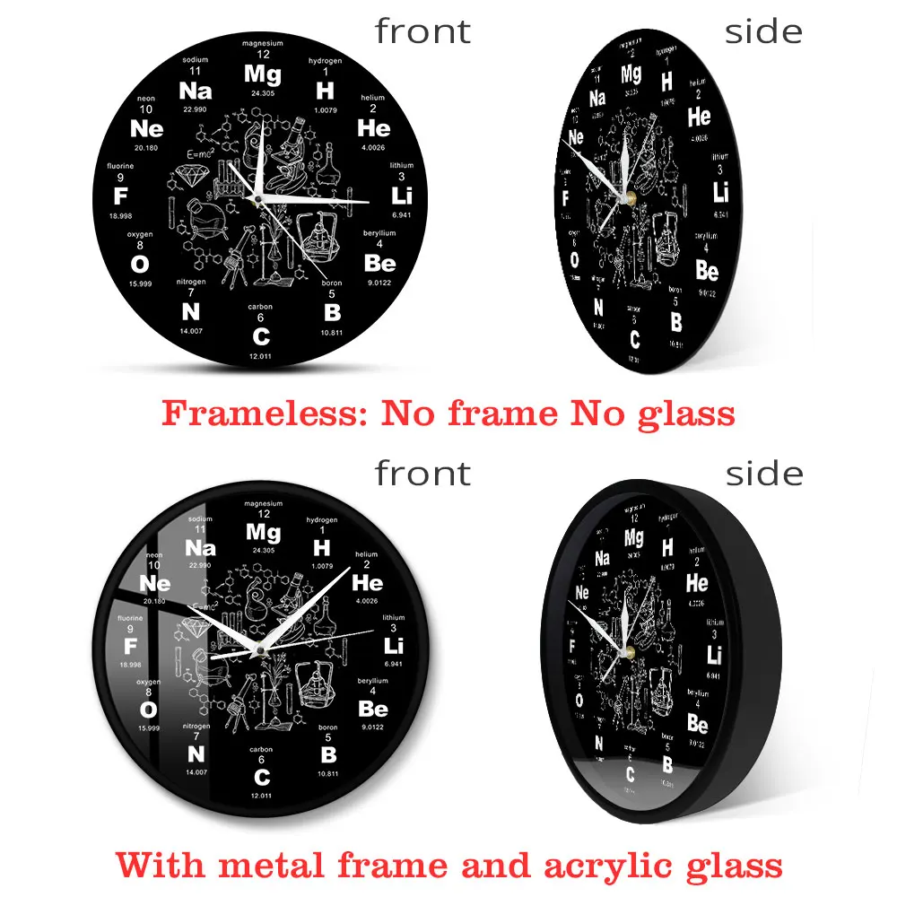 Periodic Table Of Elements Wall Art Chemical Symbols Wall Clock Educational ElementaL Display Classroom Clock Teacher's Gift