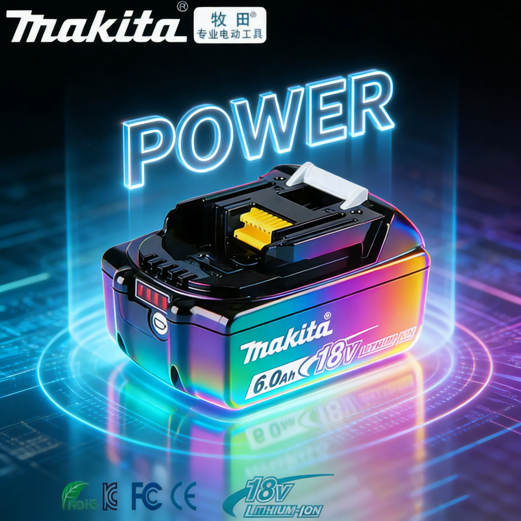 

Original genuine Makita battery ,high-power 18V 6.0Ah 10C aluminum battery, for all models of Makita 18V power tools