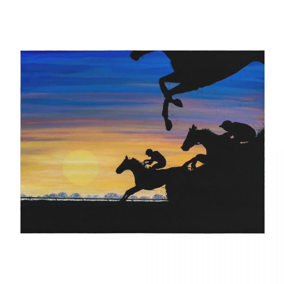 

Newmarket Race Horses at Sunrise Painting Throw Blanket Flannel Fabric heavy to sleep Furry Multi-Purpose Blankets