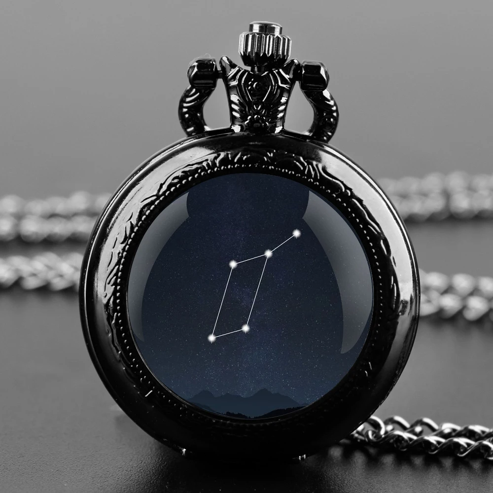 

Lyra Constellation Romantic Gifts Vintage Arabic Numerals Quartz Pocket Watch Necklace Pendant Clock Chain Men Women Gift