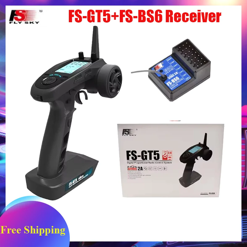 

FlySky FS-GT5 2.4G 6CH RC Radio Transmitter with FS-BS6 6CH Receiver for RC Vehicles Crawler Car Boats Tank Toy
