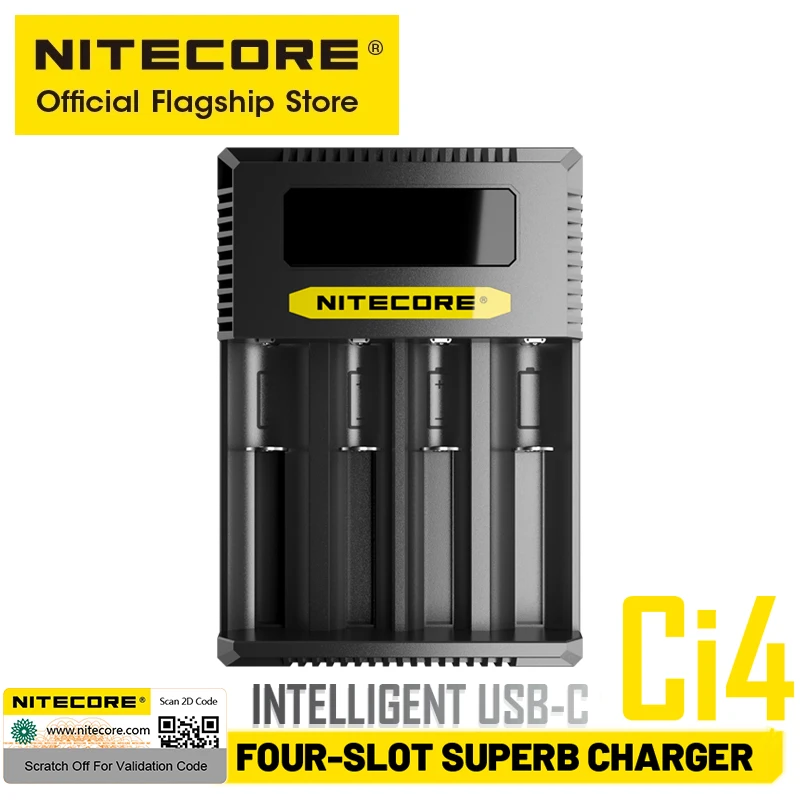 NITECORE Ci4 Four Slots Intelligent USB-C Battery Charger 18W QC PD Fast Superb Charger For IMR Li-ion 18650 14500 26650  AA AAA