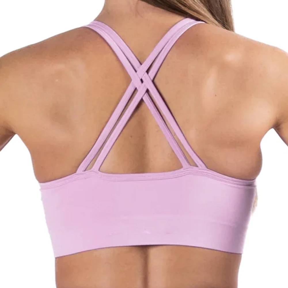 New Revival Backless Bra for Women Strappy Sports Bra Cross Back Yoga Top Padded Gym Bra Wokout High Support Fitness Crop Top