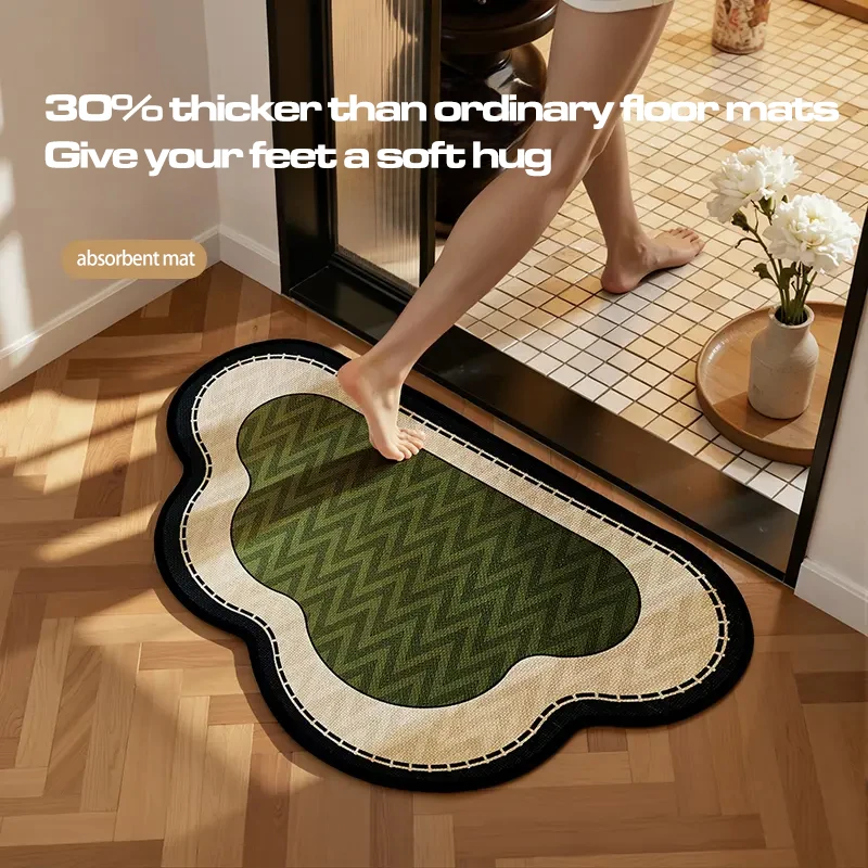 Cloud Bathroom Rugs Mats Non Slip Washable Absorbent Runner Rugs Bathroom Shower Room Water Absorption Quick Drying Carpet
