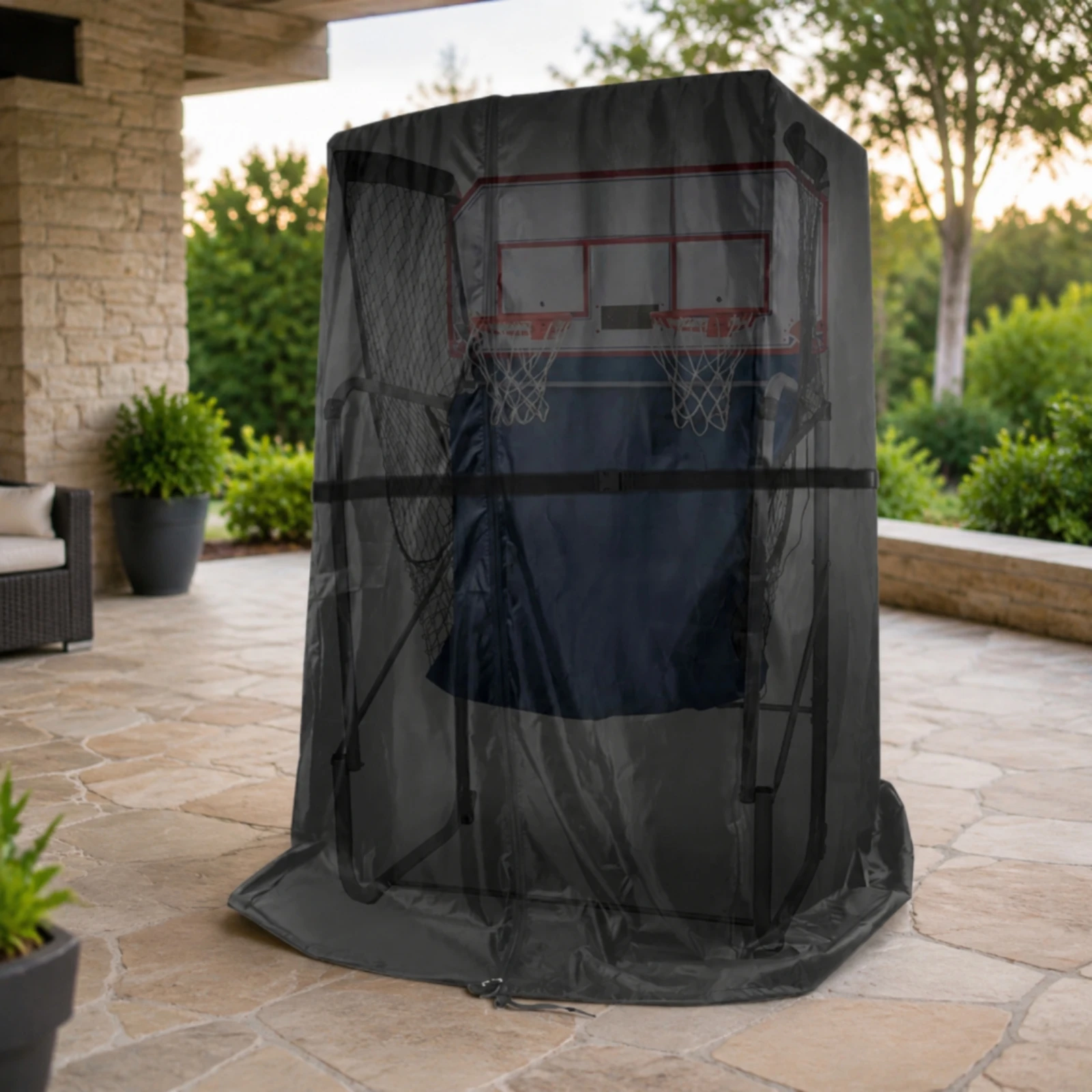 Basketball Arcade Game Cover Water-Resistant Basketball Arcade Cover with Zipper Buckle-Secured Drawstring Bottom for Outdoor
