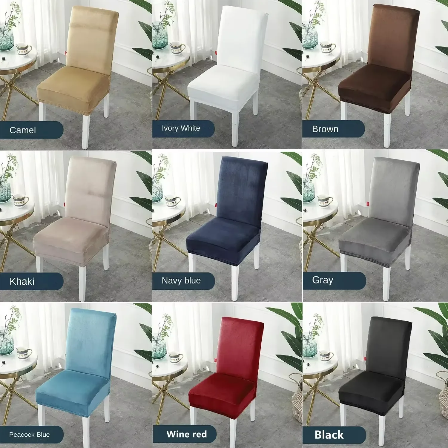 1PC Dining Chair Covers,Kitchen Cover,Parsons Slipcover,Spandex Protectors  Room Stretch Chairs Cover Set Of 단색 의자 커