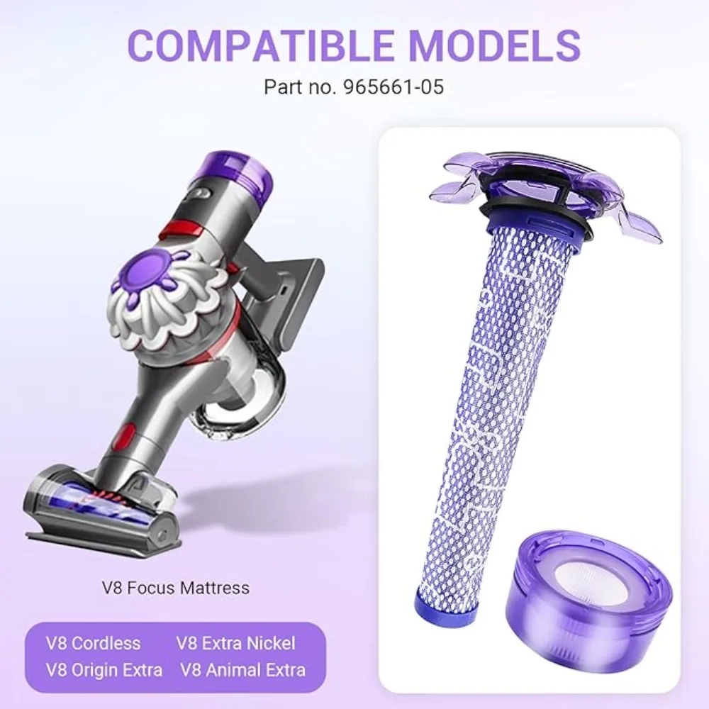 Filtro Compatible con la Nueva Versión de Aspiradora Inalámbrica Dyson V8, V8 Animal Extra SV25, SV10, V8 FOCUS Mattress, Aspiradora de Mano para Auto y Barco