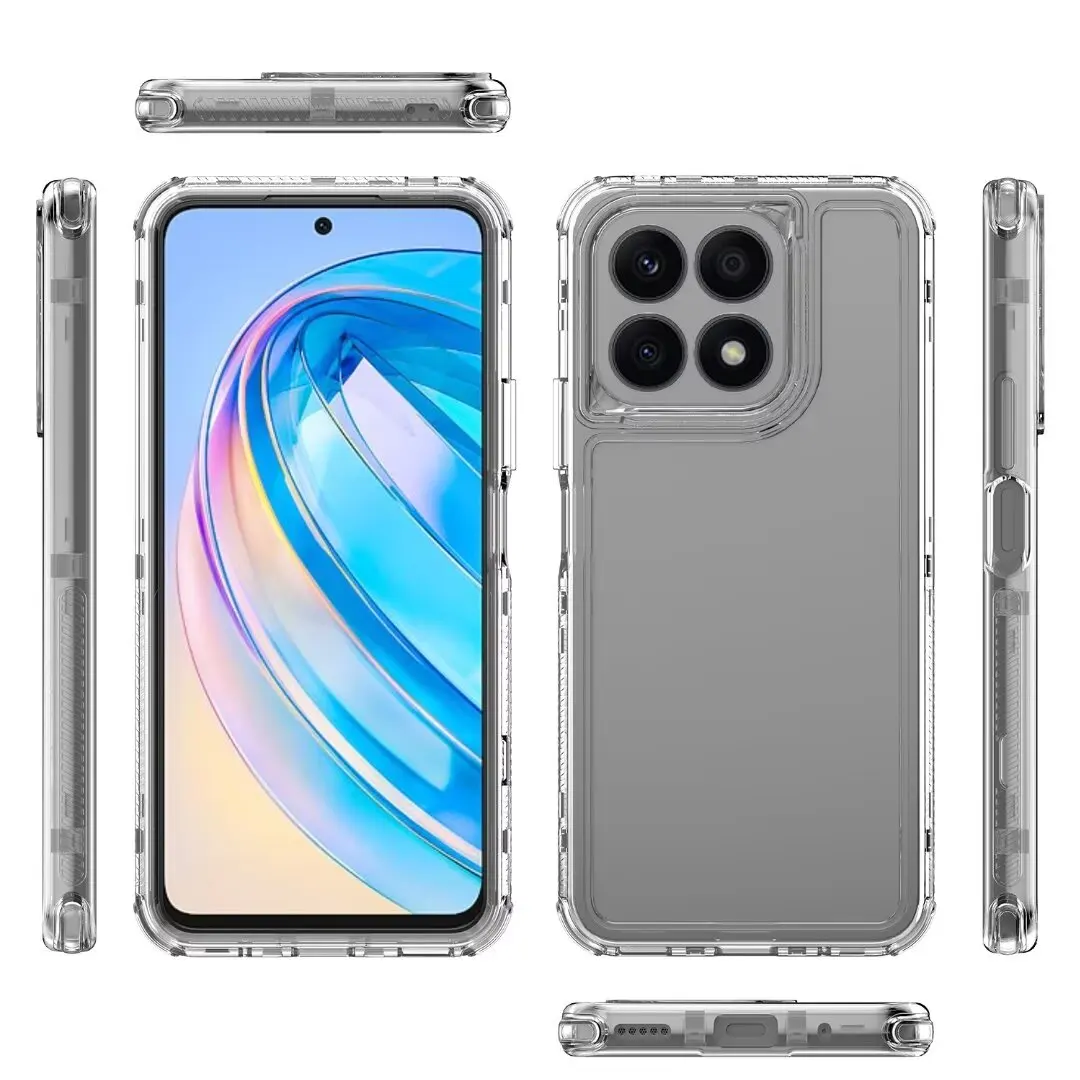 for Honor X8A 2023 Crystal Clear 3 in 1 Shockproof Transparent Cases ,Hard Bumper Soft TPU Protective Cover For Honor X8A Cases