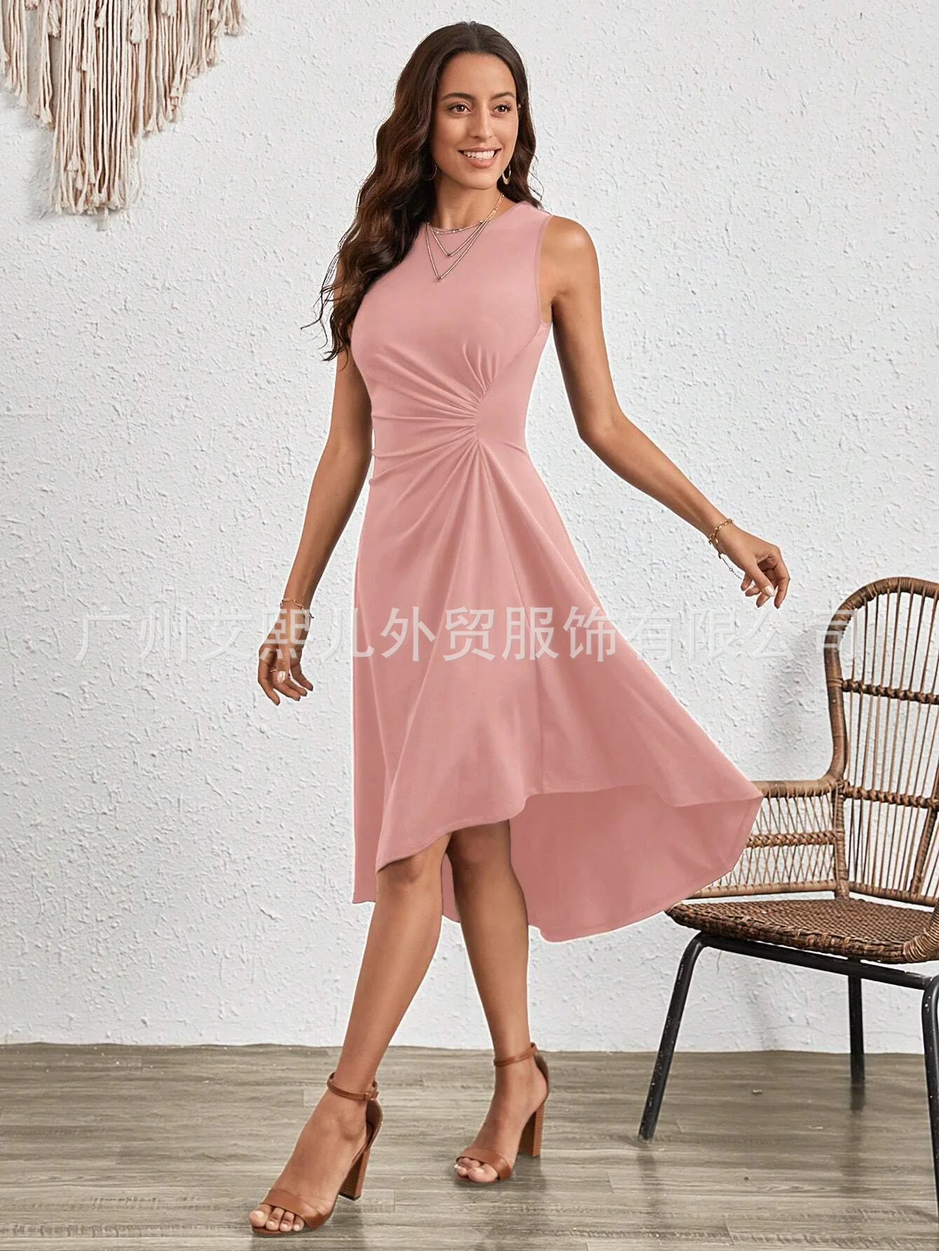 Elegant Women\'s Midi Dress 2024 Summer New Fashion A-line Wrinkled Middle Dress Prom Dresses Sukienki Vestido Robe De Mariée