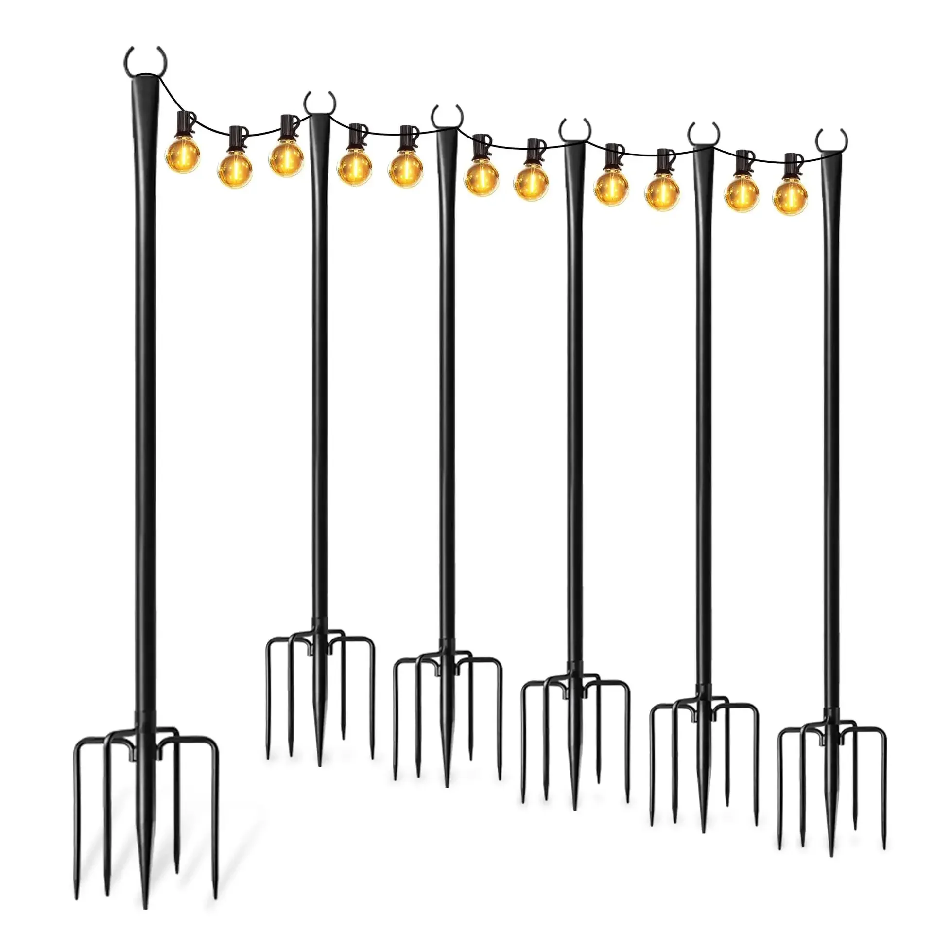 

1pc Top Quality 10ft Metal Pole with Fork for Outdoor String Lights Pole Perfect for Gardens Patios Weddings, Backyards Decks