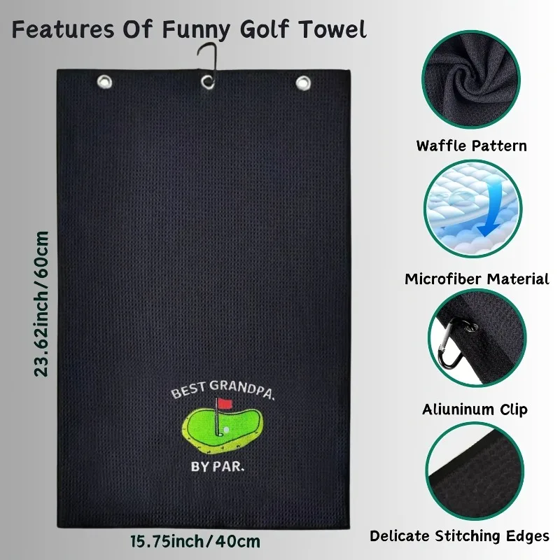 منشفة جولف مطرزة ممتازة - نسج وافل من الألياف الدقيقة للغاية، سريع الجفاف وإزالة الأوساخ، هدية مثالية للاعبي الجولف #6
