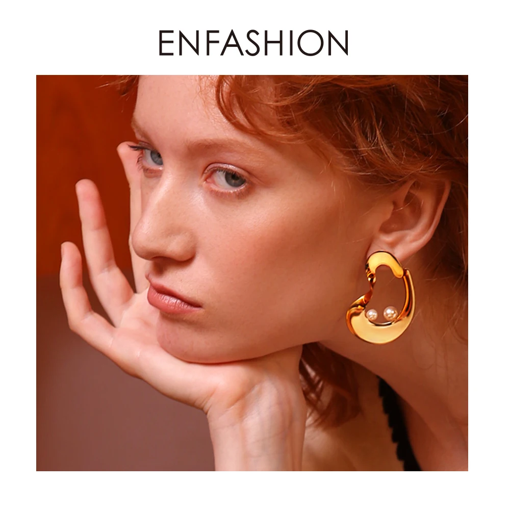

Enfashion Ripple Earring Trendy Geometric Pearl Drop Earrings For Women Earings Fashion Jewelry Pendientes Mujer Moda 2020 E1058