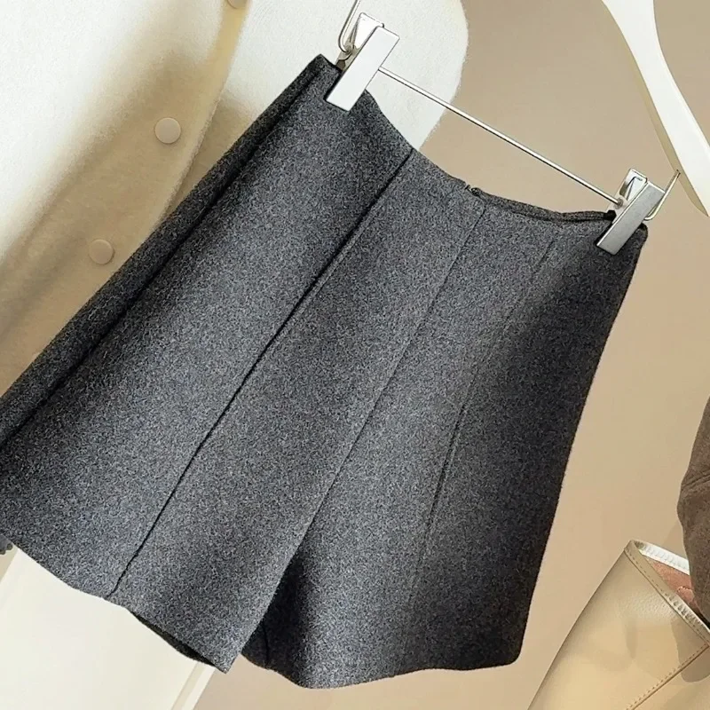 Woolen Shorts Mujer High Waist Simple Autumn Winter Woman Pants Korean Fashion A-line Elegant Pantalones Cortos