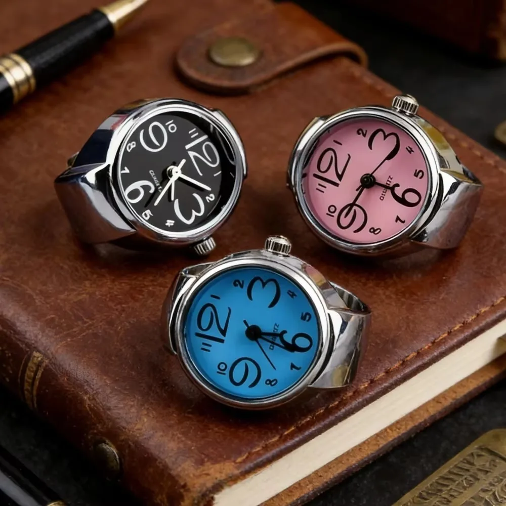 Creative Ring Watch Circular Dial Alloy Case Finger Watch for Men Women Couple, Hot Sale Mini Round Wrist Ring Watch Gift view 3