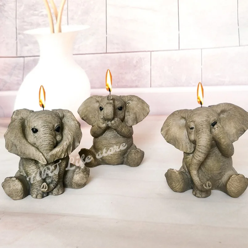 Niedlicher Elefant Silikon Kerzenform 3D Tier Handwerk Dekoration Harz Gips Seife Herstellung Werkzeug DIY Schokolade Eiswürfel Backform