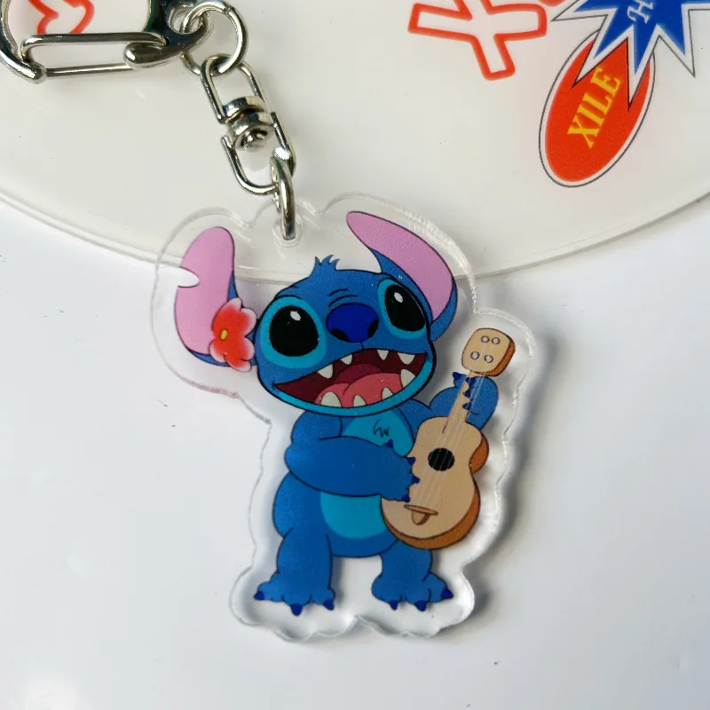 Disney Anime Figure Lilo & Stitch Keychain Cartoon Model Stitch Couple Bag Ornament Car Pendant Girls Birthday Gift