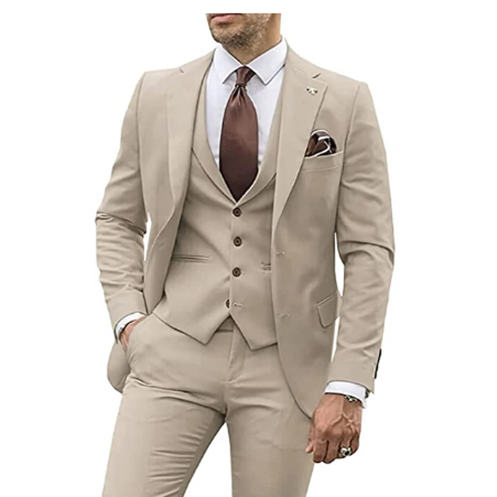 

Men's suit business casual groom's Tailcoat notch lapel formal party 3-piece slim fitting clothes (jacket+vest+trousers)