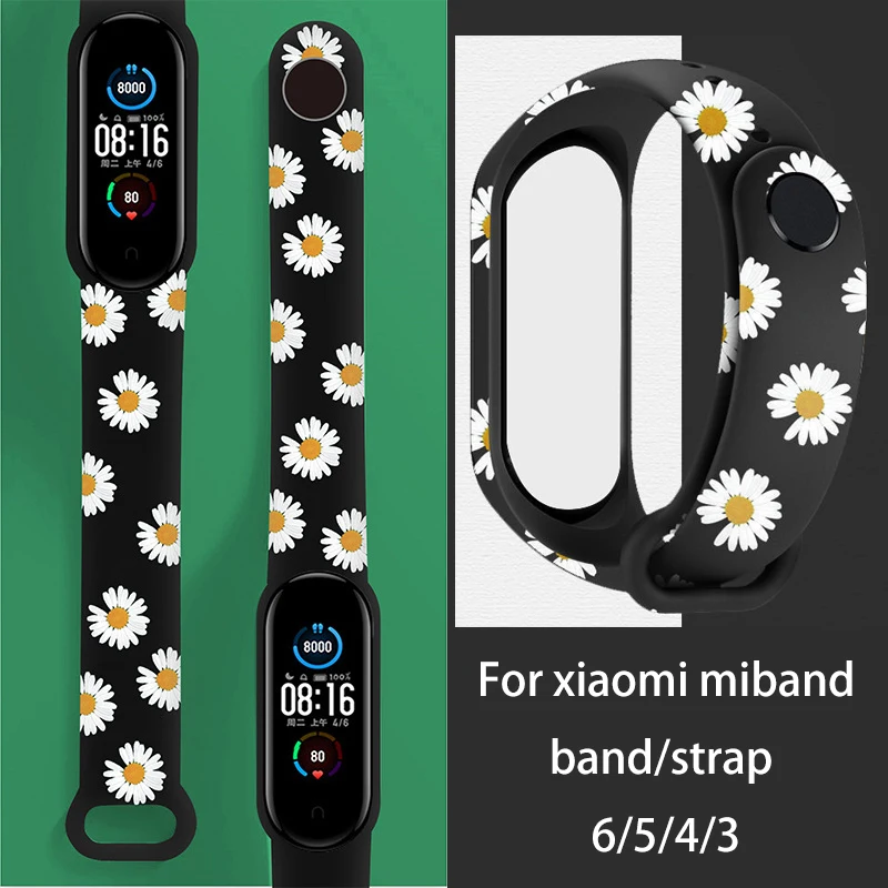 Print Strap for Xiaomi Mi Band 7 bracelet Sport silicone wristband Xiaomi Miband 3 4  wriststrap correa Mi band 5 6 4 7 strap