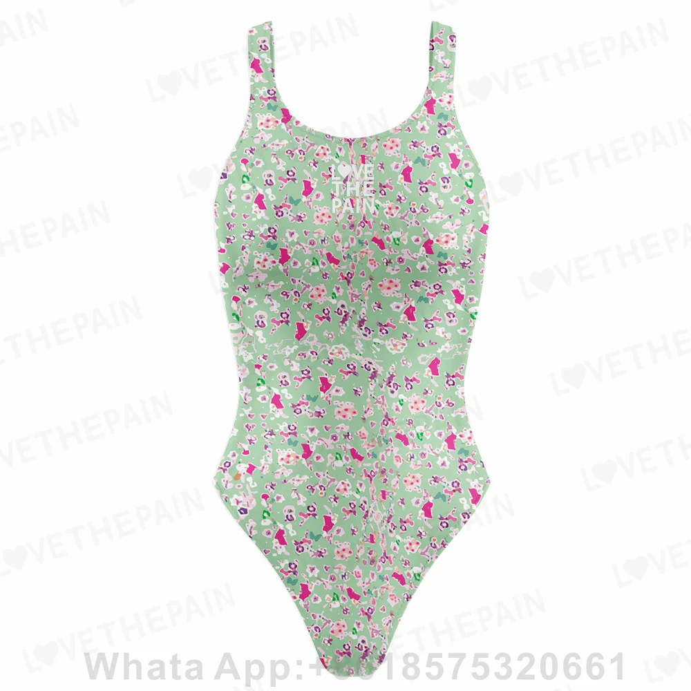 

Love The Pain 6 Flower Patterns One Piece Swimsuit Women Sexy Swimwear Bathing Suit Swim Suit Beach Wear Bodysuit 2023 New