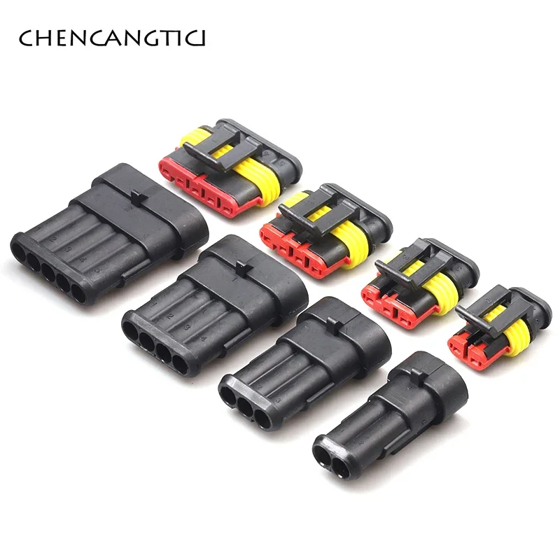 

1 Set 1 2 3 4 5 6 Pin Super Seal AMP Electrical Connector Automotive Waterproof Xenon Lamp Male And Female Plug For Car