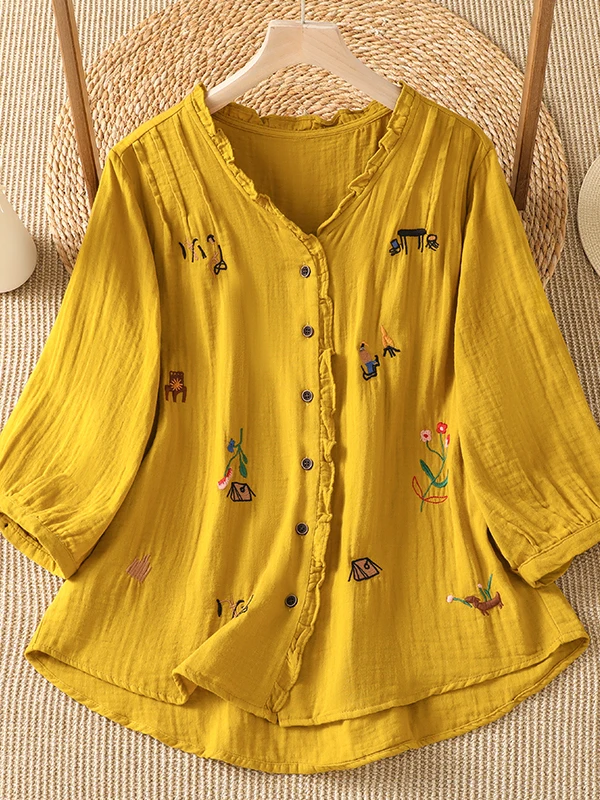 Heavy Embroidery Cotton Linen  - đánh giá và giá Embroidery Cotton Shirt