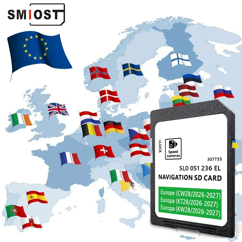 

SD Card 32GB Update for Skoda Octavia Superb Fabia Rapid Yeti Car Navigation Amundsen MIB2 Europa Map 2026-2027 Version