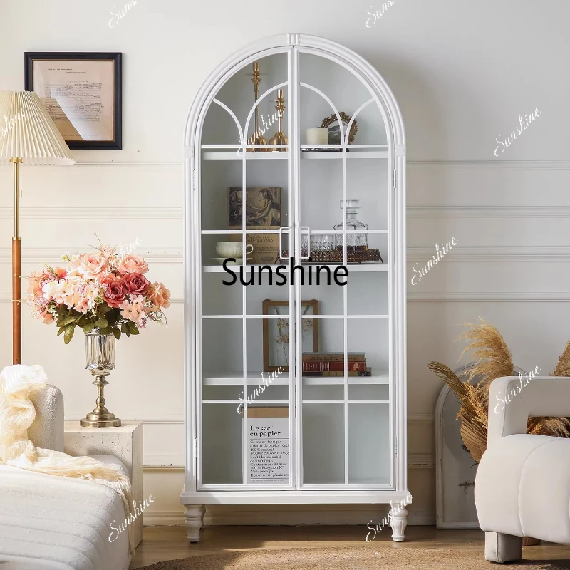 

French retro living room, display cabinet, glass, display cabinet, high-end figure