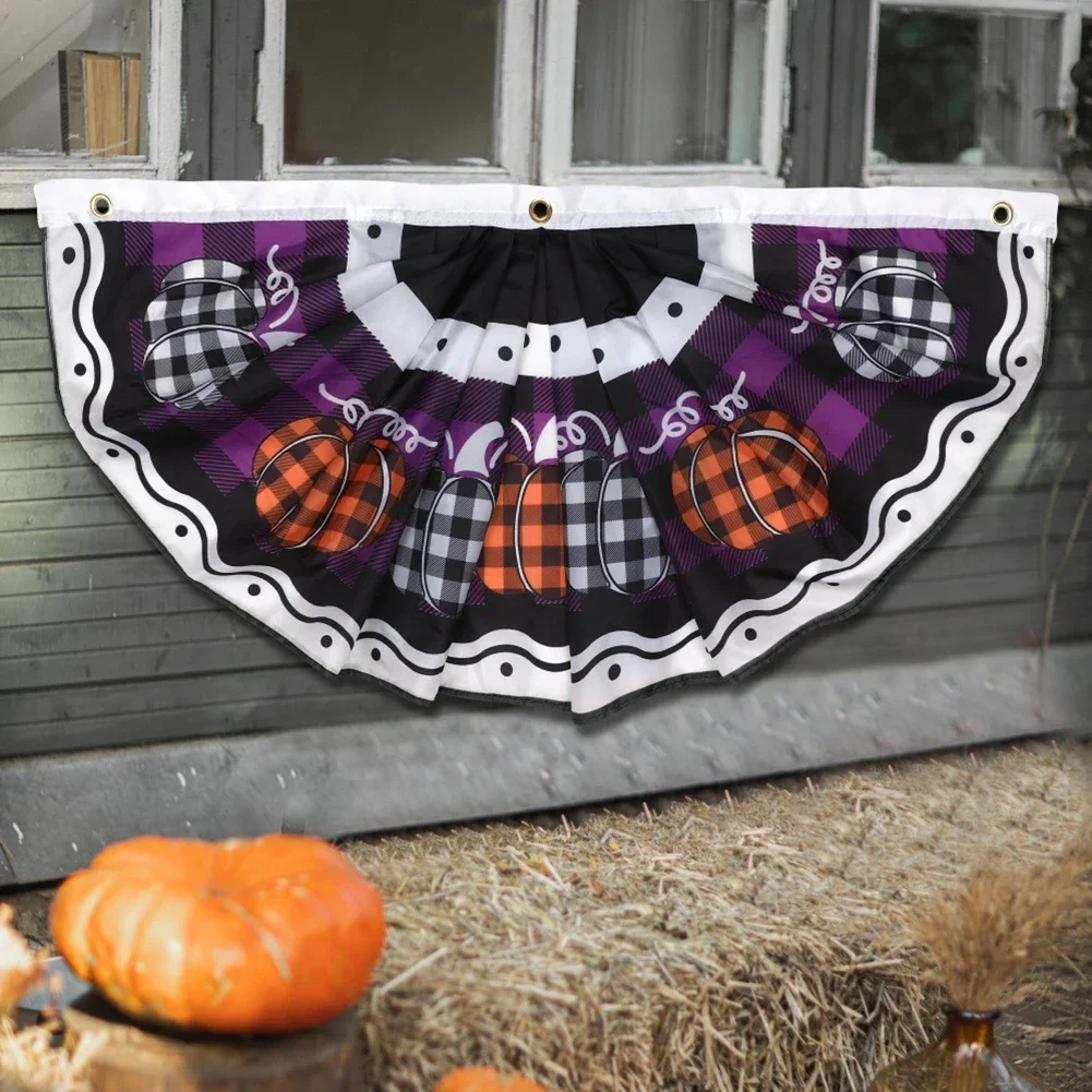 Halloween Fan Flag Decoration Hanging Pleated Banner Flag Honeycombs Bunting Garden Semicircle Decorative Ghosts Halloween Flag