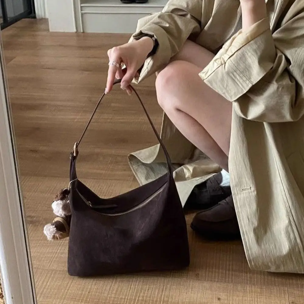 

Модная сумка, замшевая сумка на плечо, большая вместительная модная женская сумка через плечо, однотонная большая сумка в корейском стиле, дорожная сумка