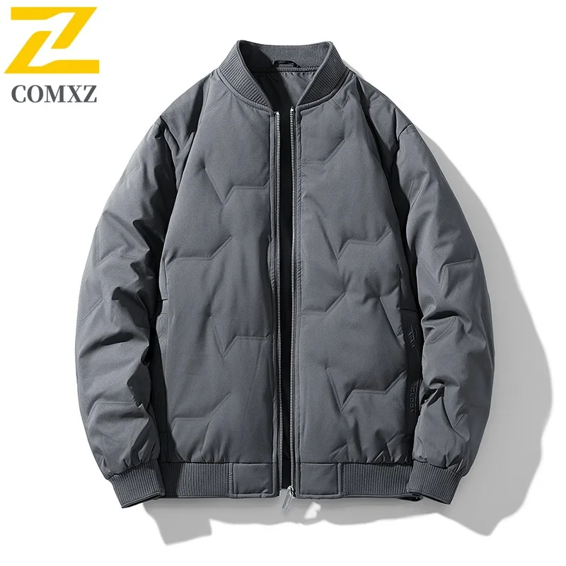 COMXZ Men Parker Coat 2025 Casual Top Ski Travel Lightweight Simple New Hiking Cotton-Padded Jacket Loose Street Puffer Jacket