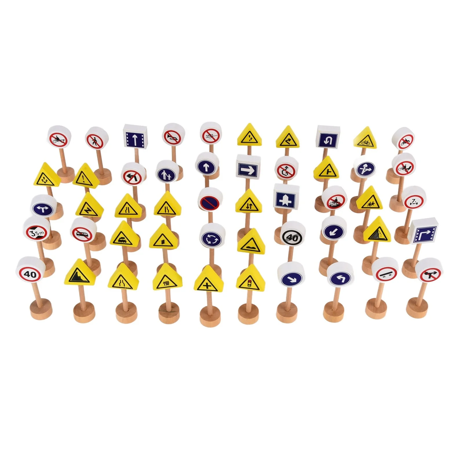 Kids Wooden Street Signs Playset Safe Early Education Street Road Traffic Signs Model for Kids
