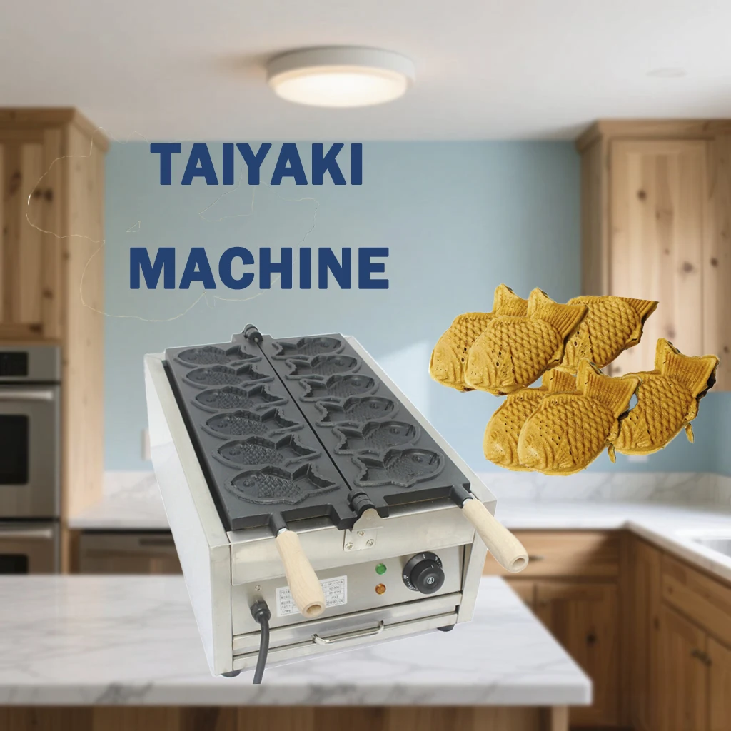

Taiyaki Machine Fish Electric Waffle Machine Fish Shape Baking Machine 6 Pcs Waffle Maker 3000W Non-stick Coating Home Appliance