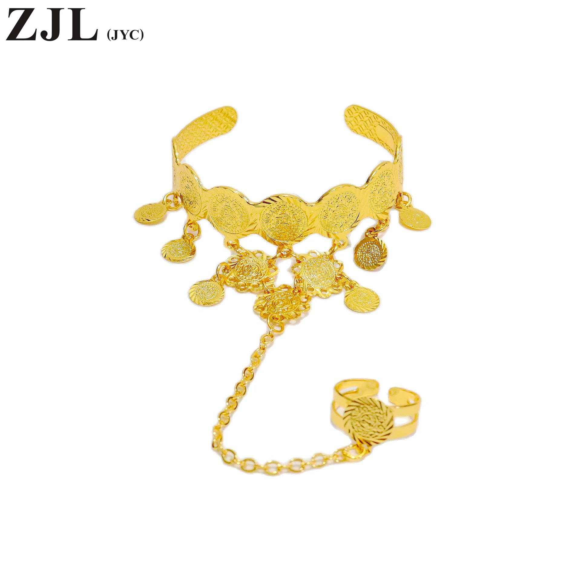 

Jewelry Children's 18k Gold Plated Kids Charm Bracelets with Ring Attached