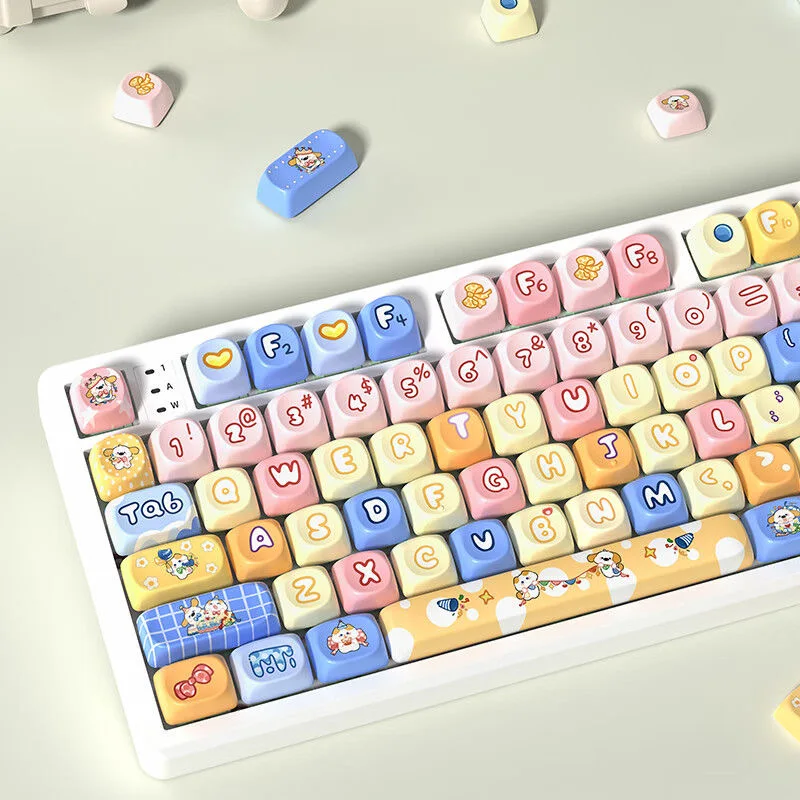 MOA Keycaps Pbt Keycaps 130 Keys Gift Cute Key Cap Square Thermal Sublimation Mechanical Keyboard Cap ANSI Keycap for MX Switch