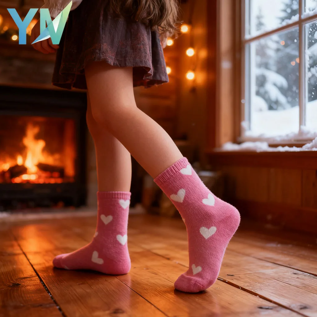 

Женские плюшевые носки с сердечками, зимние теплые удобные нескользящие носки на флисовой подкладке, повседневные милые носки до щиколотки с идеей подарка
