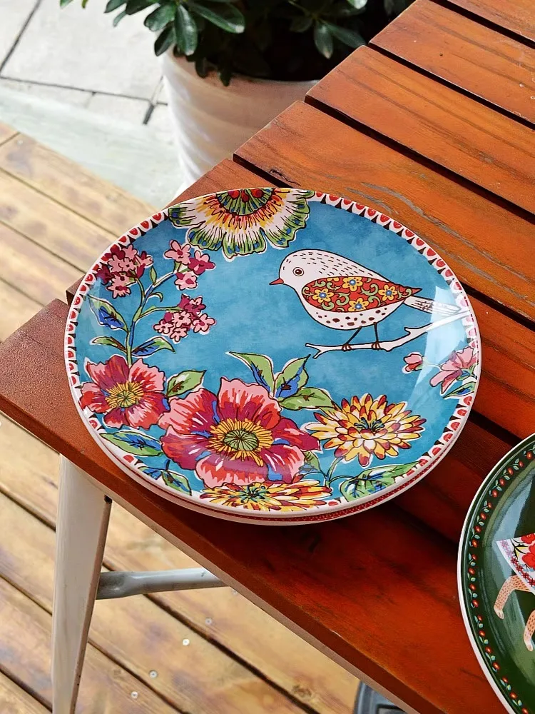 

Nordic Rural Style Underglaze Porcelain Tableware, Western-Style Plate, Household Dish Plate, Breakfast Dim Sum Plate