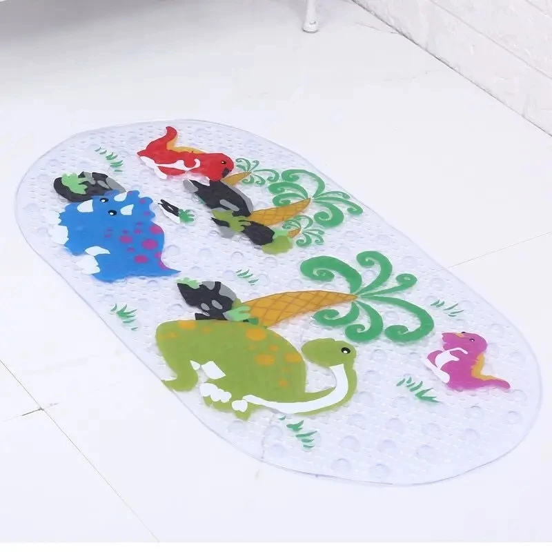 38x70 CM Oval Newborn Bathroom Anti-slip Foot Pad Household Cartoon Animal Pattern Floor Mat PVC Infant Natatorium Floor Mat