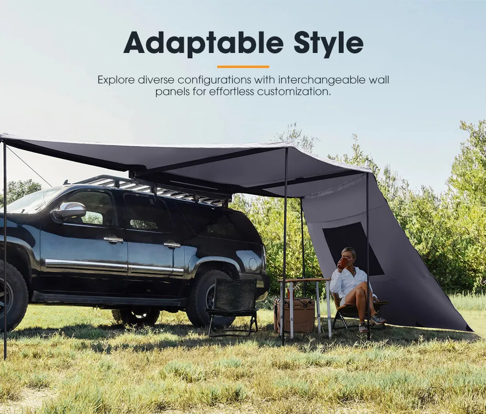 Toldo 4WD 4x4 para acampar todoterreno, toldo independiente lateral para coche de 270 grados con pared lateral