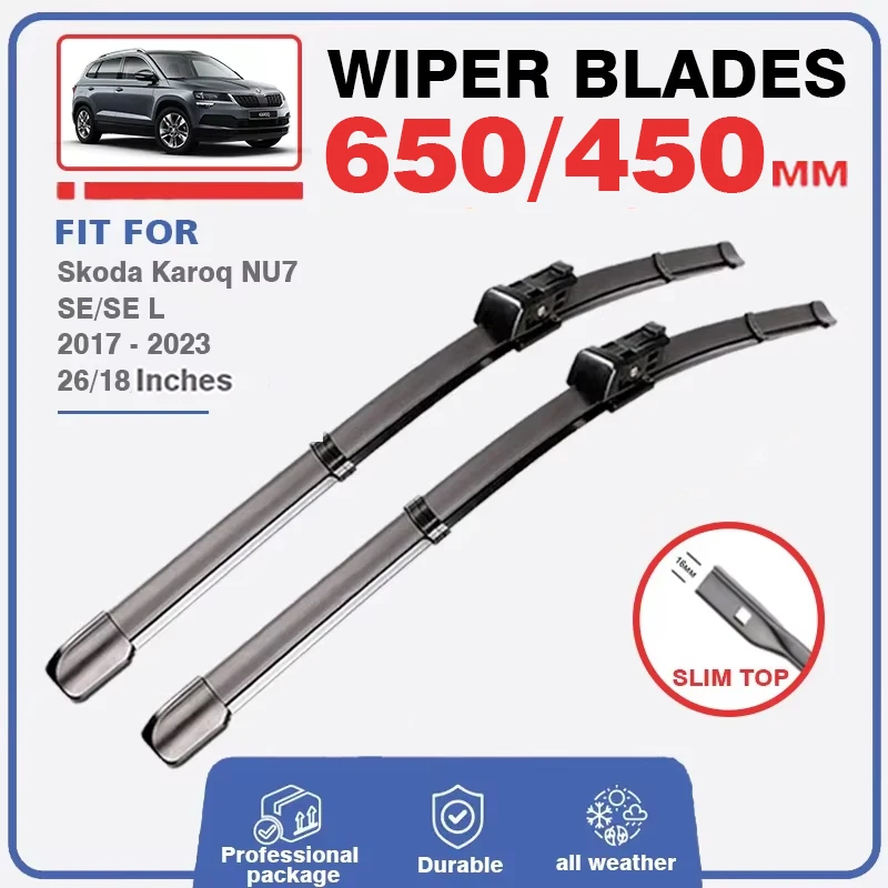 Wiper Blade For Skoda Karoq NU7 SE SE 2017 2018 2019 2020 2021 2022 2023 Front Rear Windshield Windscreen Brush Window 26\