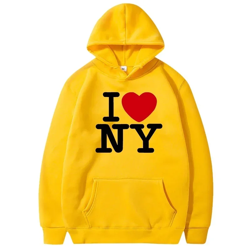 I Love NY เสื้อมีฮู้ดพิมพ์ลายเสื้อสเวตเชิ้ตเสื้อสวมคอมีฮู๊ดลำลองแฟชั่นสำหรับผู้หญิงสำหรับผู้ชาย