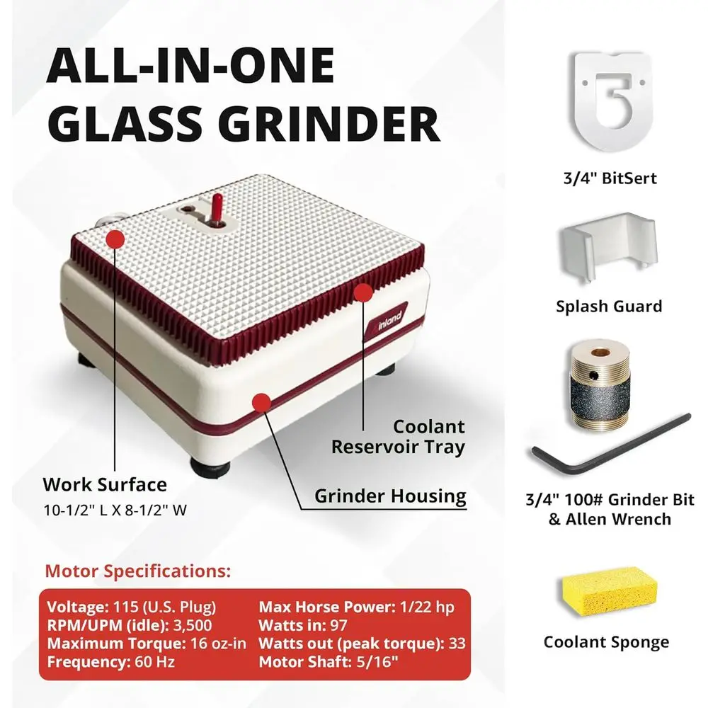 스테인드 글라스 및 모자이크용 정밀 유리 연마기, 다이아몬드 비트 포함, 전문가 및 취미가들에게 이상적