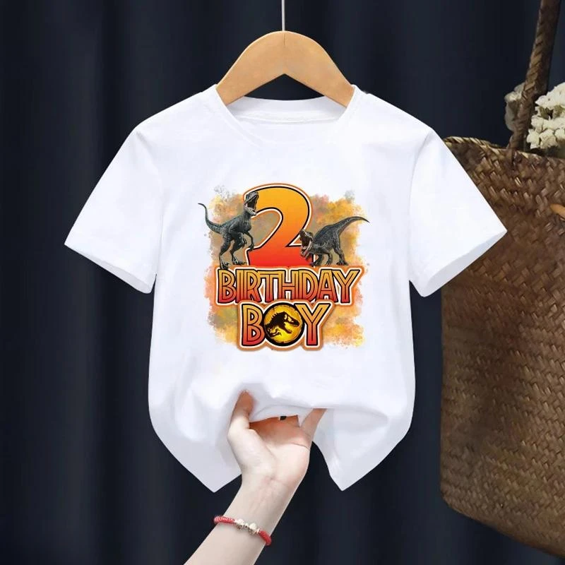 Jurassic Park Number 1-13 T-Shirt Dinosaur Name Custom Happy Birthday Boy Tshirt Baby Tshirt Kids Clothes Short Sleeve Tees Top