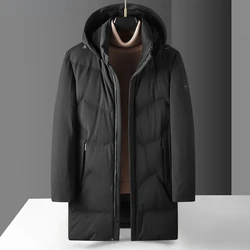 High End New Brand Casual Fashion Long Mens Duck Down Jacket with Hooded Windbreaker Puffer Coats Winter Mens Clothes C12