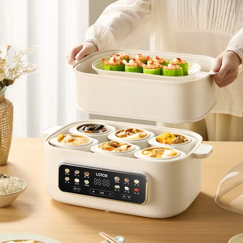 

Electric stew pot, soup pot, household ceramic, fully automatic water tight stew pot, steaming and stewing of Congee