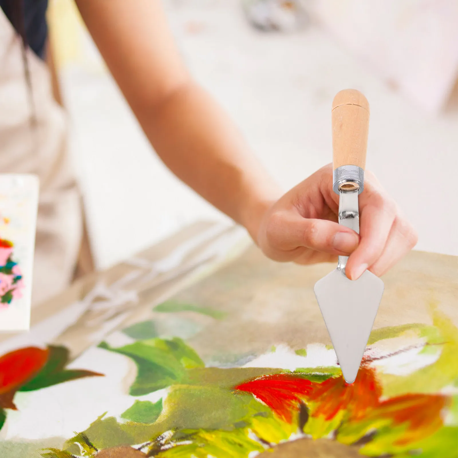 8Pcs Oil Painting Palette Knife Set Stainless Steel Blades Wood Handles for Color Mixing Blending Texturing Thick Paint