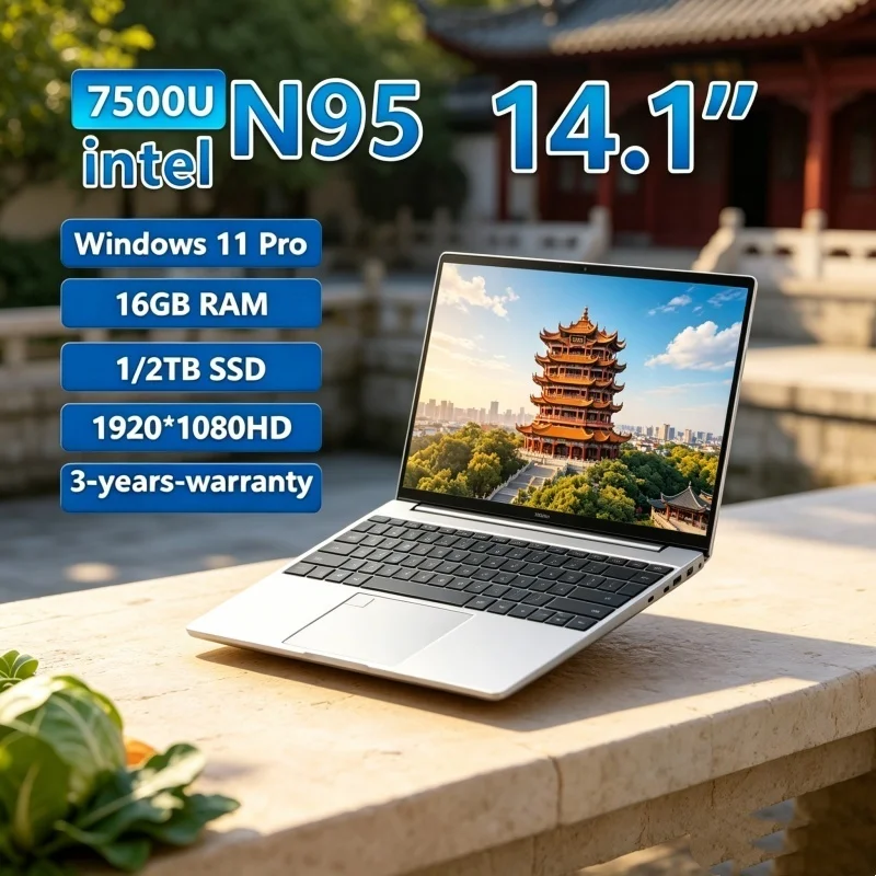 

2026 Occult 14.1" Laptop N95 FHD IPS 120Hz Lustrous Bright Panel SSD Chic Keypad Fingerprint Defend Unlock