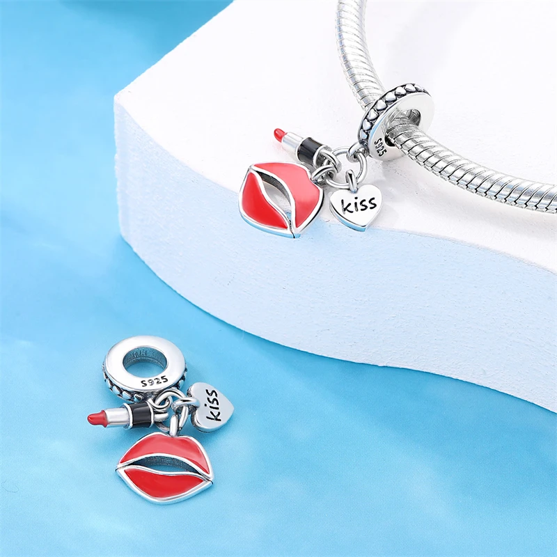 Original S925 Silvering High Heels Lipstick Perfume Bottle Charms Pendant Beads For DIY Bracelet Women Party Jewelry Gifts image 6