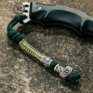 레트로 바이킹 키 체인 나이프 펜던트 남성 여성 자동차 키링 브라인드 파라코드 로프 밧줄 북부 해적 룬 부증 수제 보석 선물 10 최고의 판매 해적 키 체인 - №4